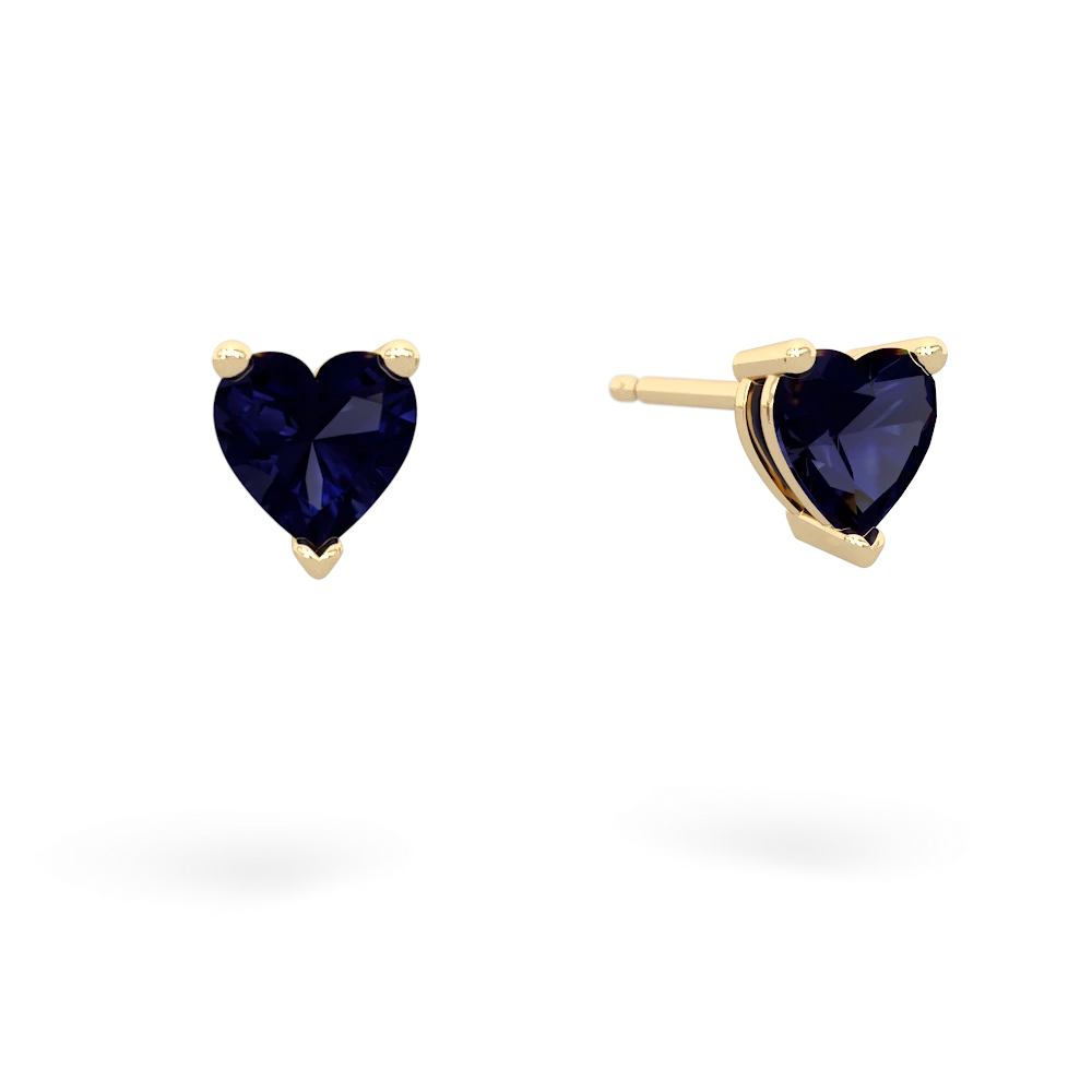 Sapphire 5Mm Heart Stud 14K Yellow Gold earrings E1861