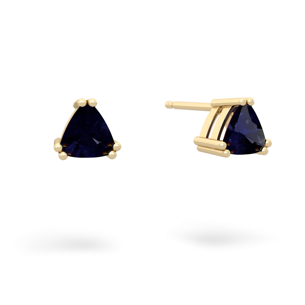 Sapphire 5Mm Trillion Stud 14K Yellow Gold earrings E1858