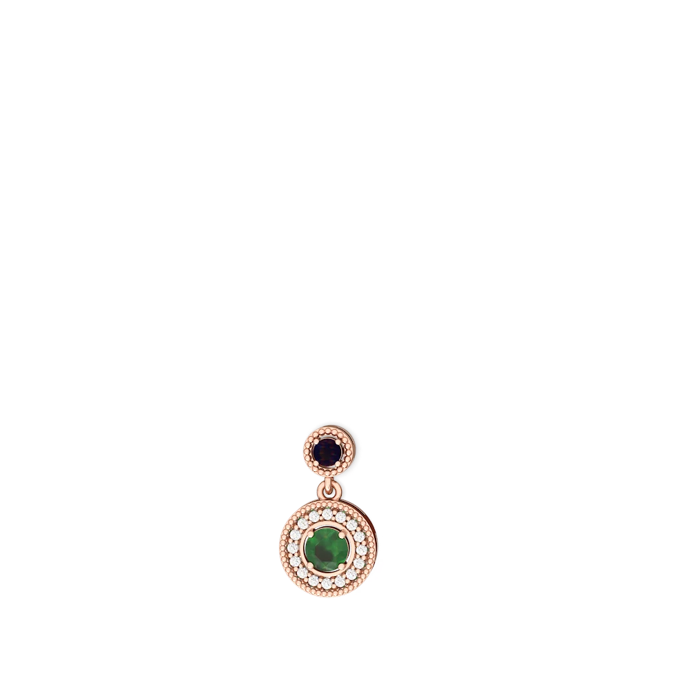 Sapphire Halo Dangle 14K Rose Gold earrings E5319