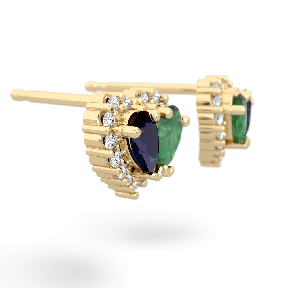 Sapphire Halo 14K Yellow Gold earrings E7008