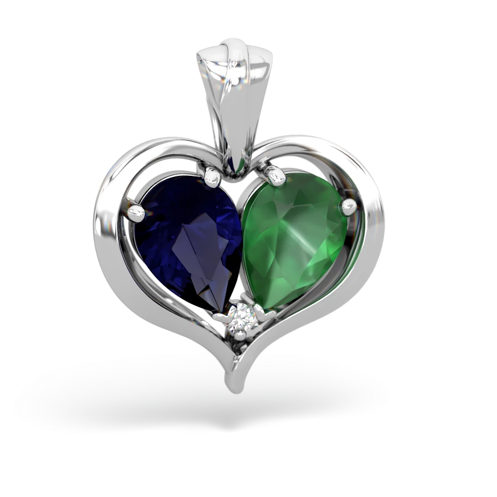 Sapphire Two Become One 14K White Gold pendant P5330