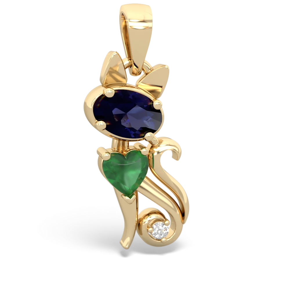 Sapphire Kitten 14K Yellow Gold pendant P5780