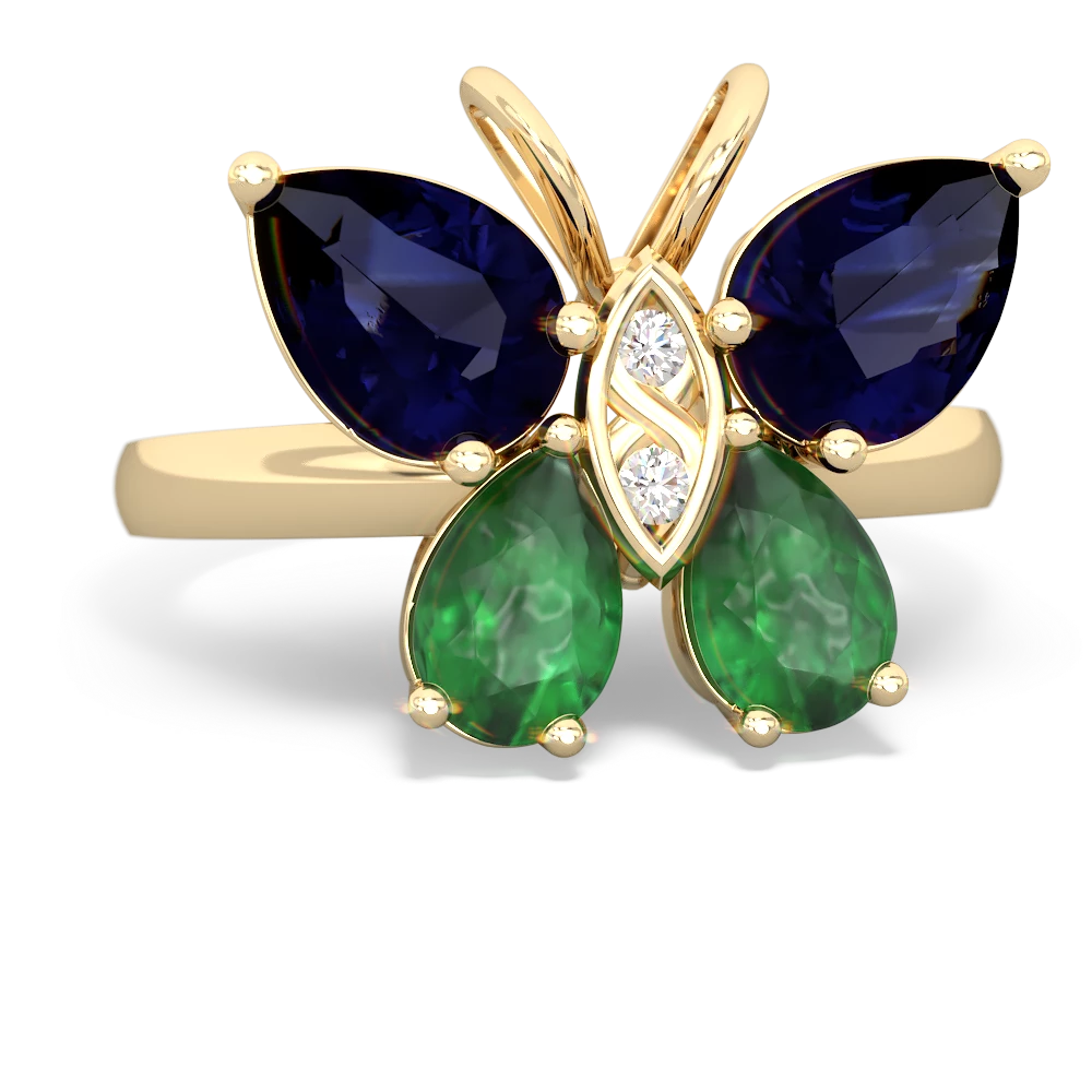 Sapphire Butterfly 14K Yellow Gold ring R2215