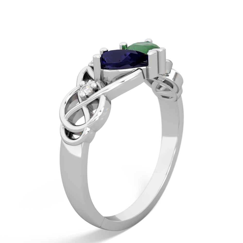 Sapphire 'One Heart' Celtic Knot Claddagh 14K White Gold ring R5322