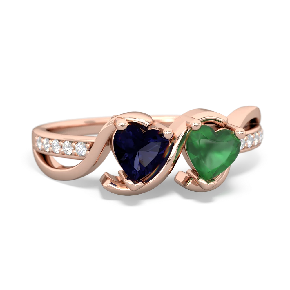 Sapphire Side By Side 14K Rose Gold ring R3090