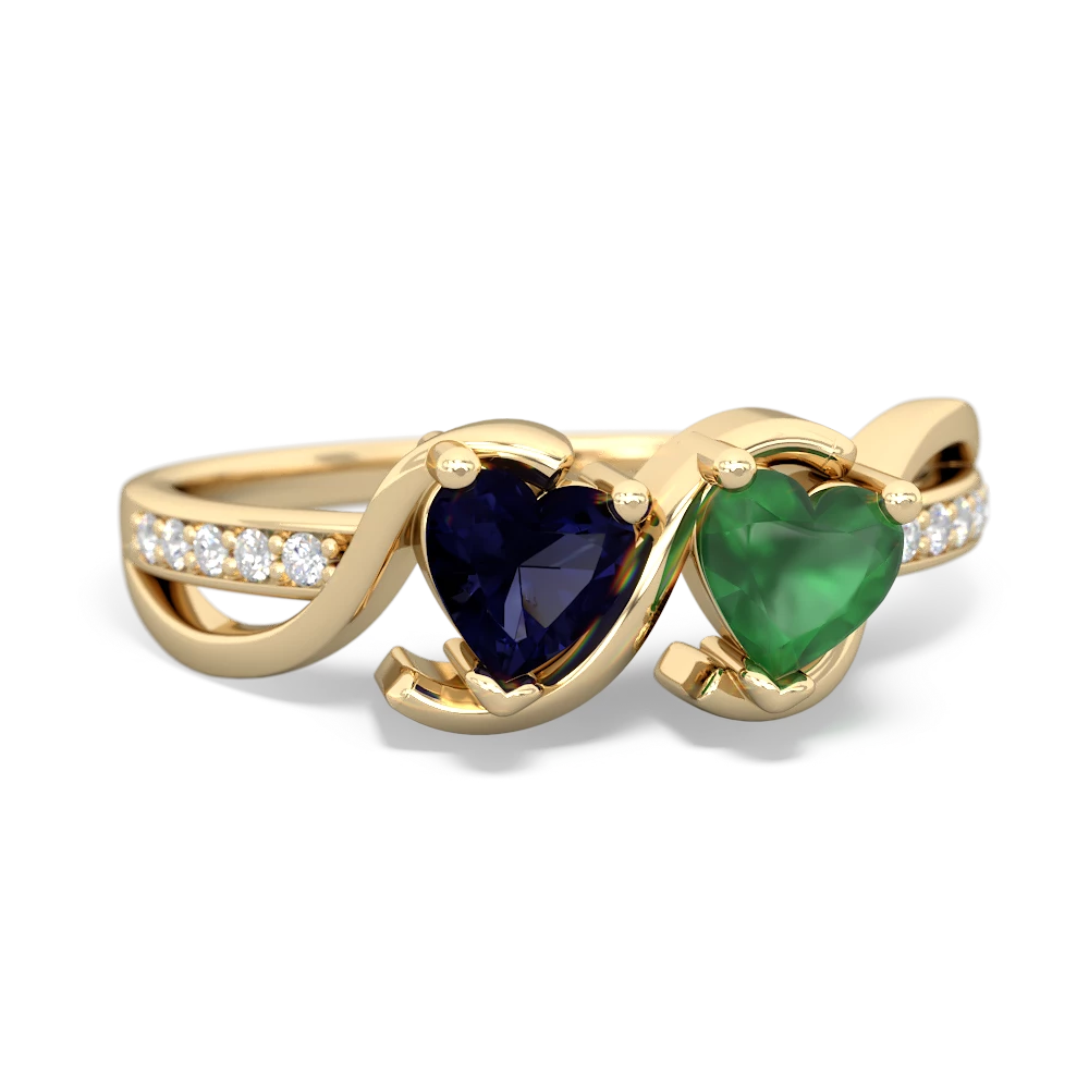 Sapphire Side By Side 14K Yellow Gold ring R3090