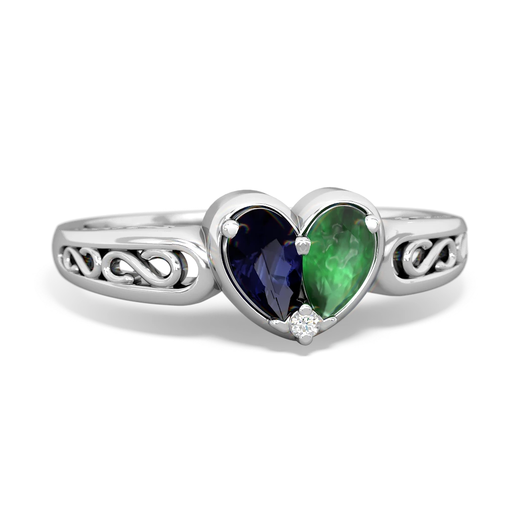 Sapphire Filligree 'One Heart' 14K White Gold ring R5070