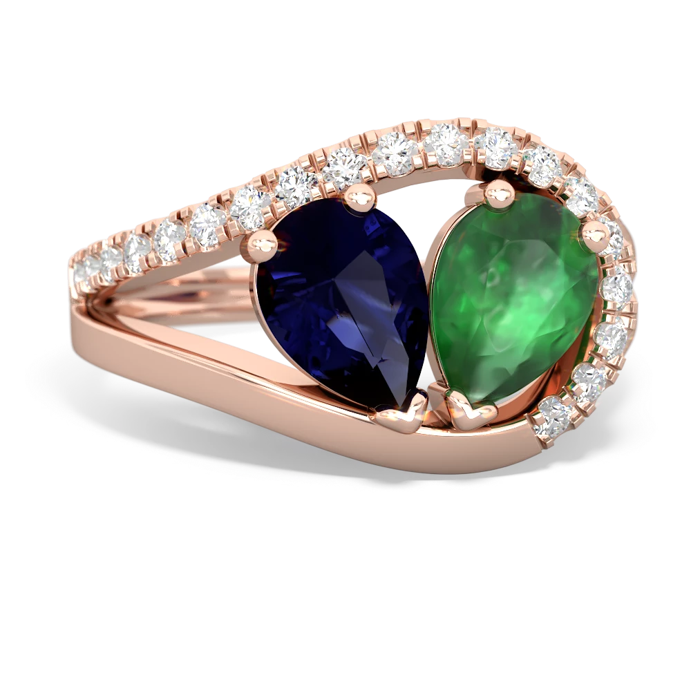 Sapphire Nestled Heart Keepsake 14K Rose Gold ring R5650