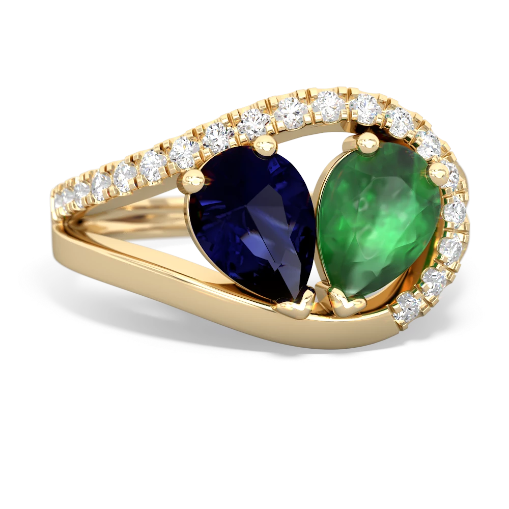 Sapphire Nestled Heart Keepsake 14K Yellow Gold ring R5650