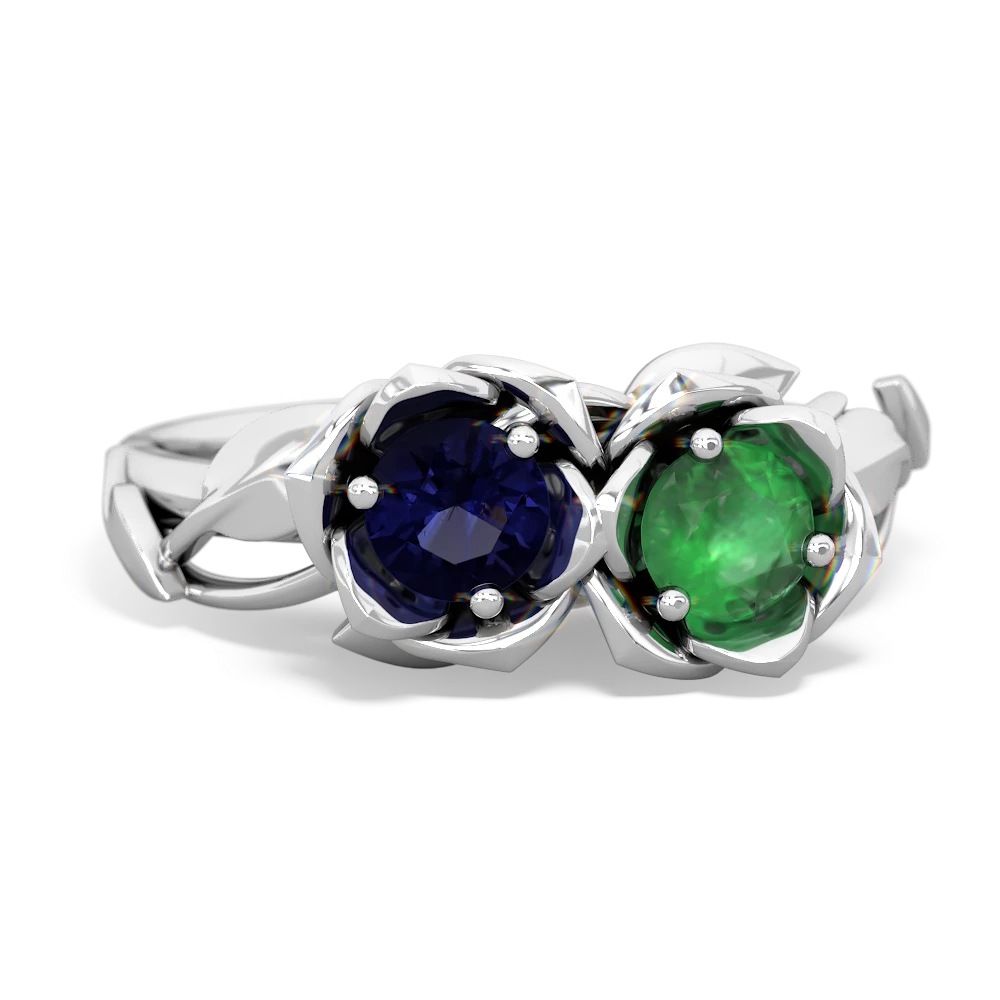 Sapphire Rose Garden 14K White Gold ring R5510