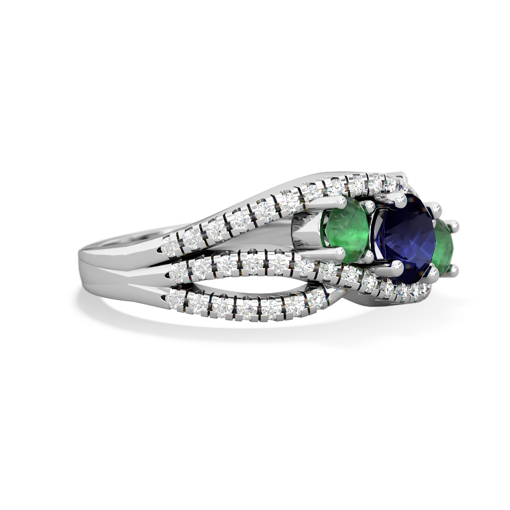 Sapphire Three Stone Aurora 14K White Gold ring R3080