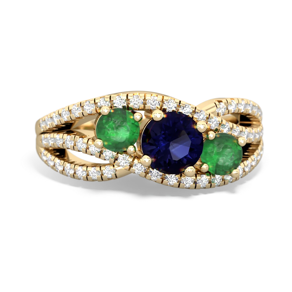 Sapphire Three Stone Aurora 14K Yellow Gold ring R3080