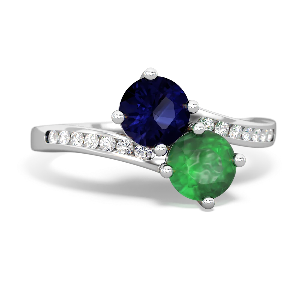 Sapphire Channel Set Two Stone 14K White Gold ring R5303