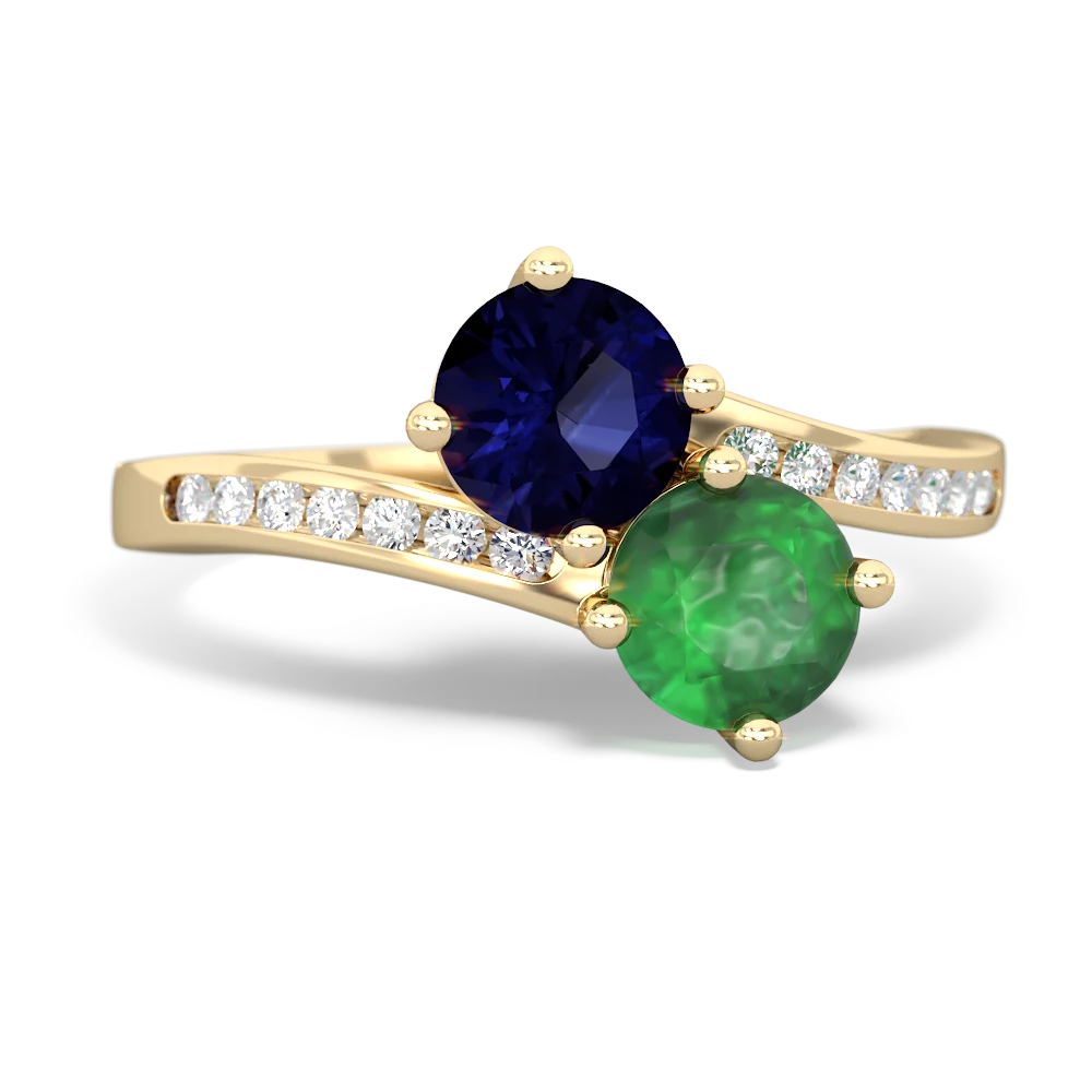 Sapphire Channel Set Two Stone 14K Yellow Gold ring R5303