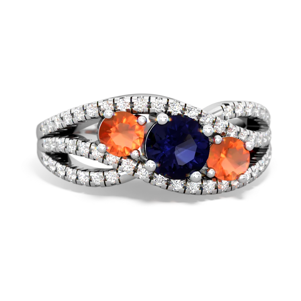 Sapphire Three Stone Aurora 14K White Gold ring R3080