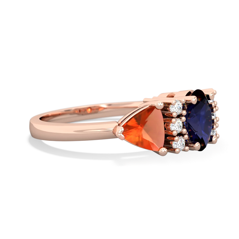 Sapphire Antique Style Three Stone 14K Rose Gold ring R2186