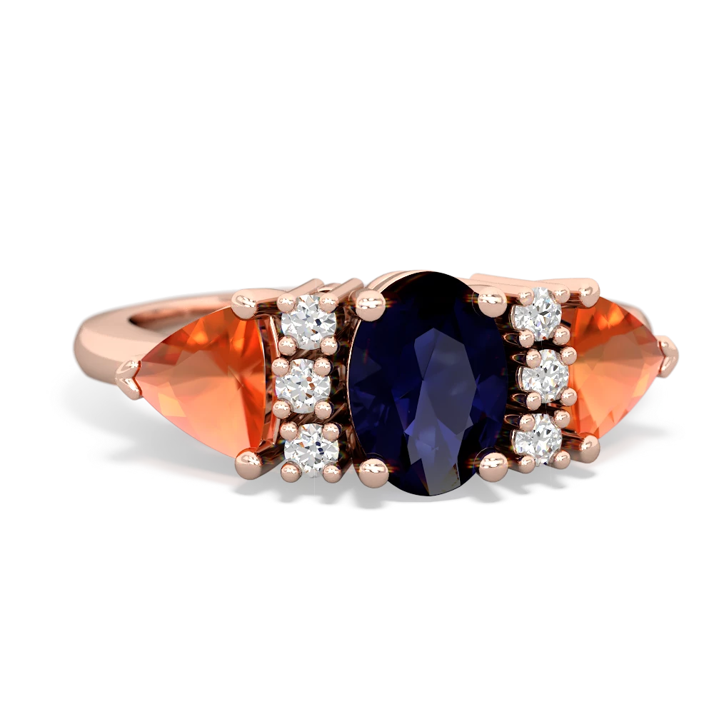 Sapphire Antique Style Three Stone 14K Rose Gold ring R2186