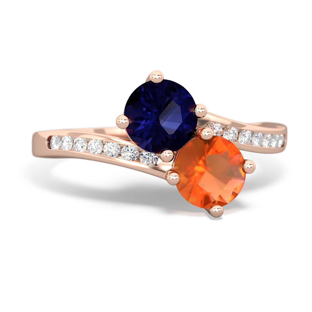 Sapphire Channel Set Two Stone 14K Rose Gold ring R5303