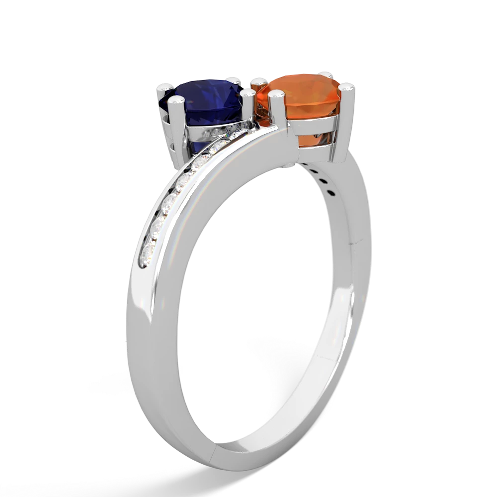 Sapphire Channel Set Two Stone 14K White Gold ring R5303