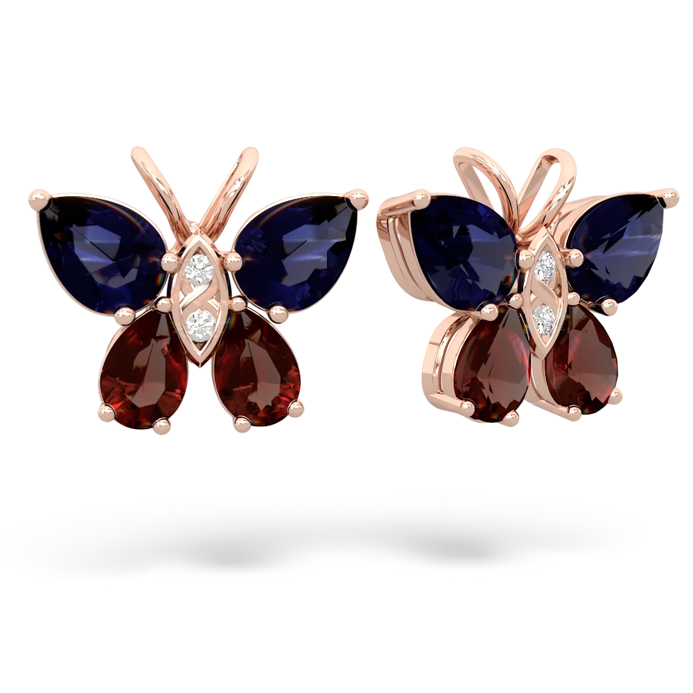 Sapphire Butterfly 14K Rose Gold earrings E2215