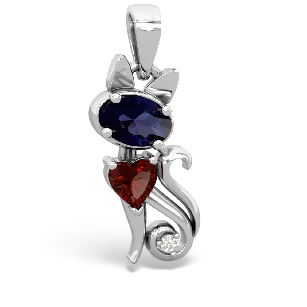 Sapphire Kitten 14K White Gold pendant P5780