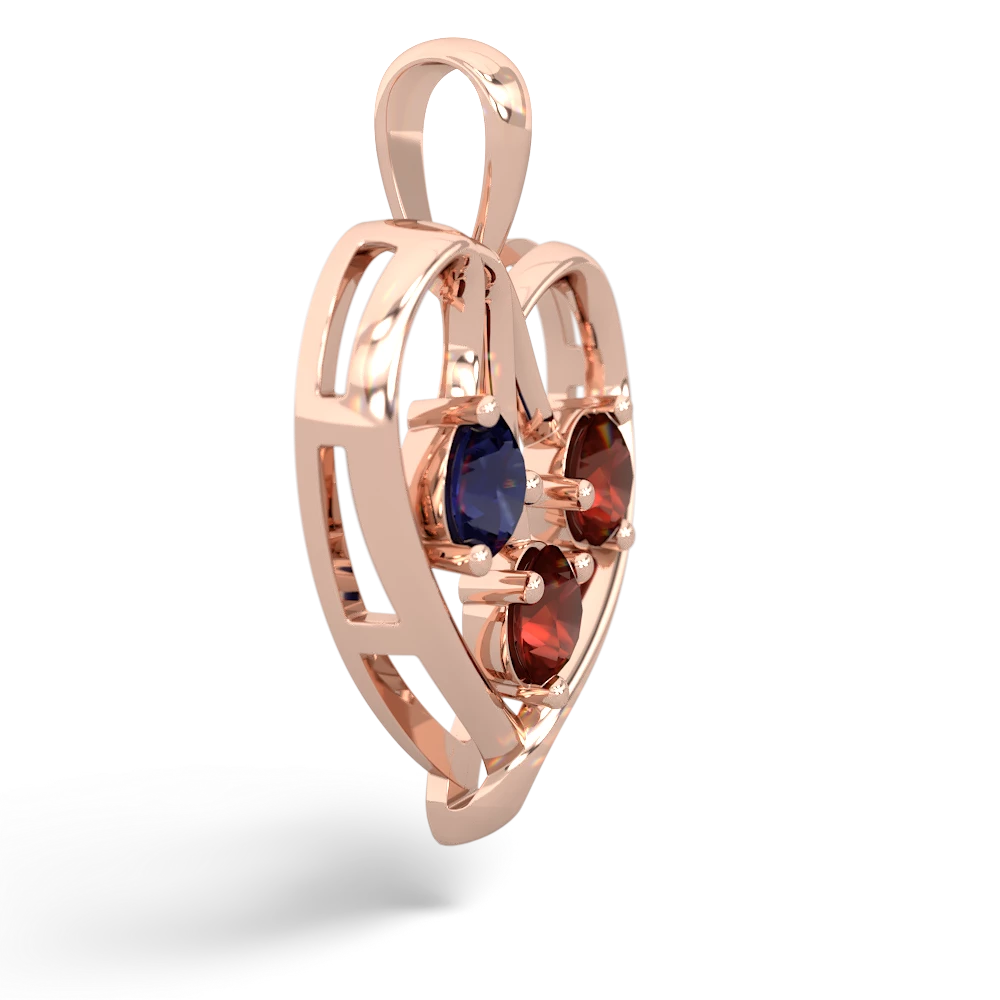 Sapphire Glowing Heart 14K Rose Gold pendant P2233