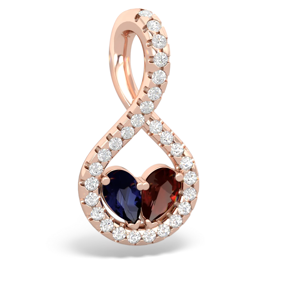 Sapphire Pave Twist 'One Heart' 14K Rose Gold pendant P5360