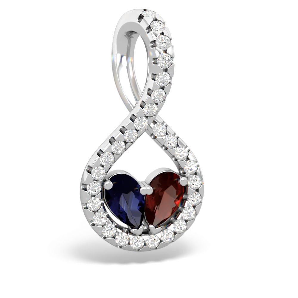 Sapphire Pave Twist 'One Heart' 14K White Gold pendant P5360