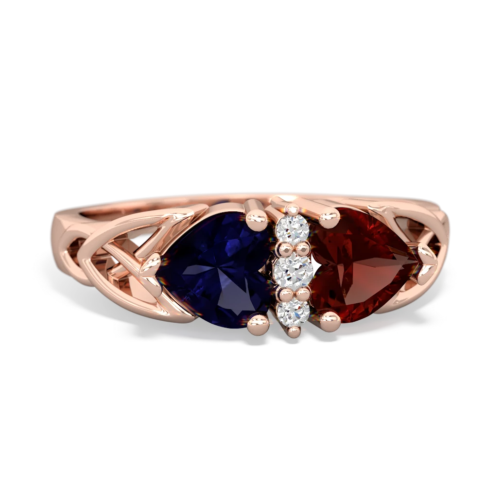 Sapphire Celtic Knot Double Heart 14K Rose Gold ring R5040