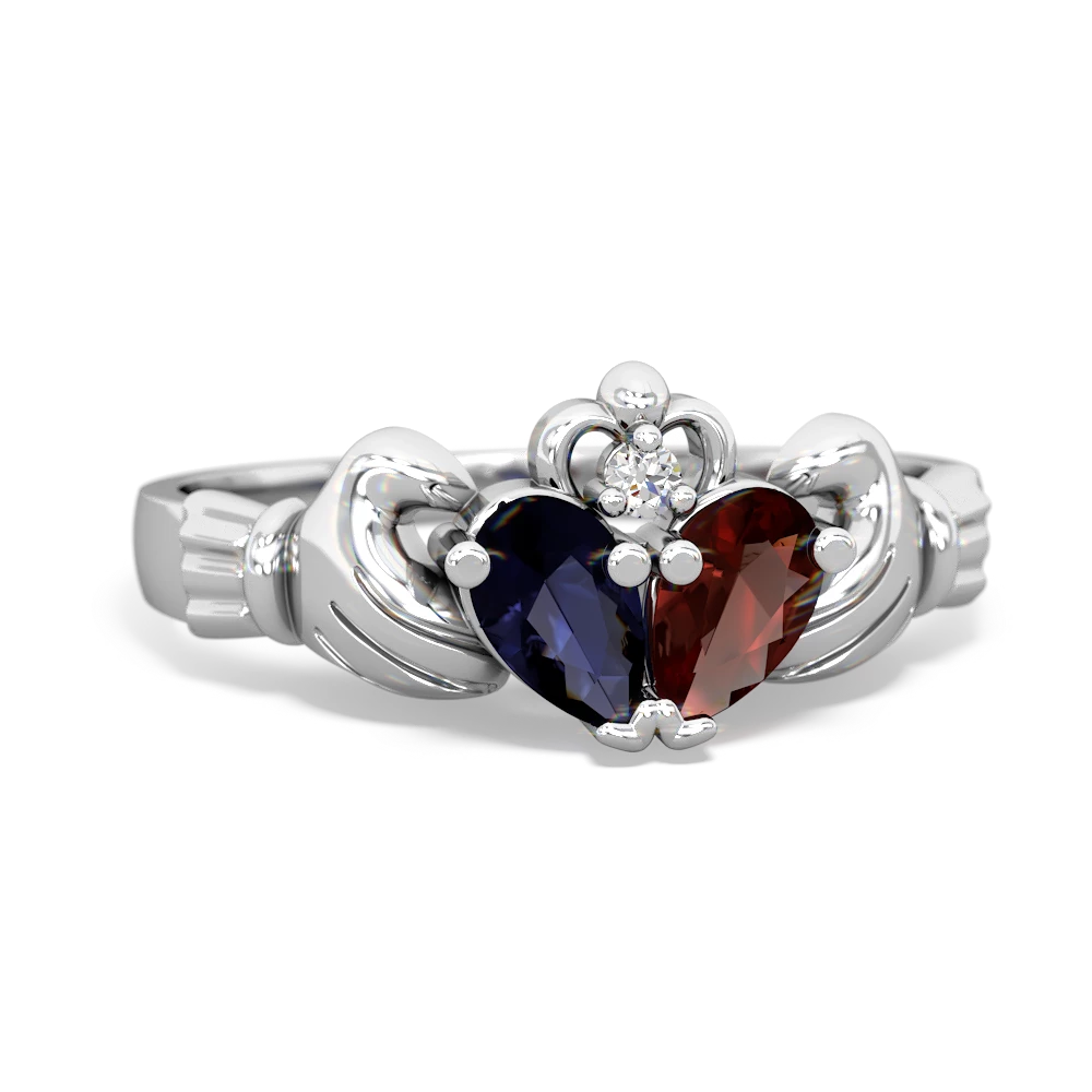 Sapphire 'Our Heart' Claddagh 14K White Gold ring R2388