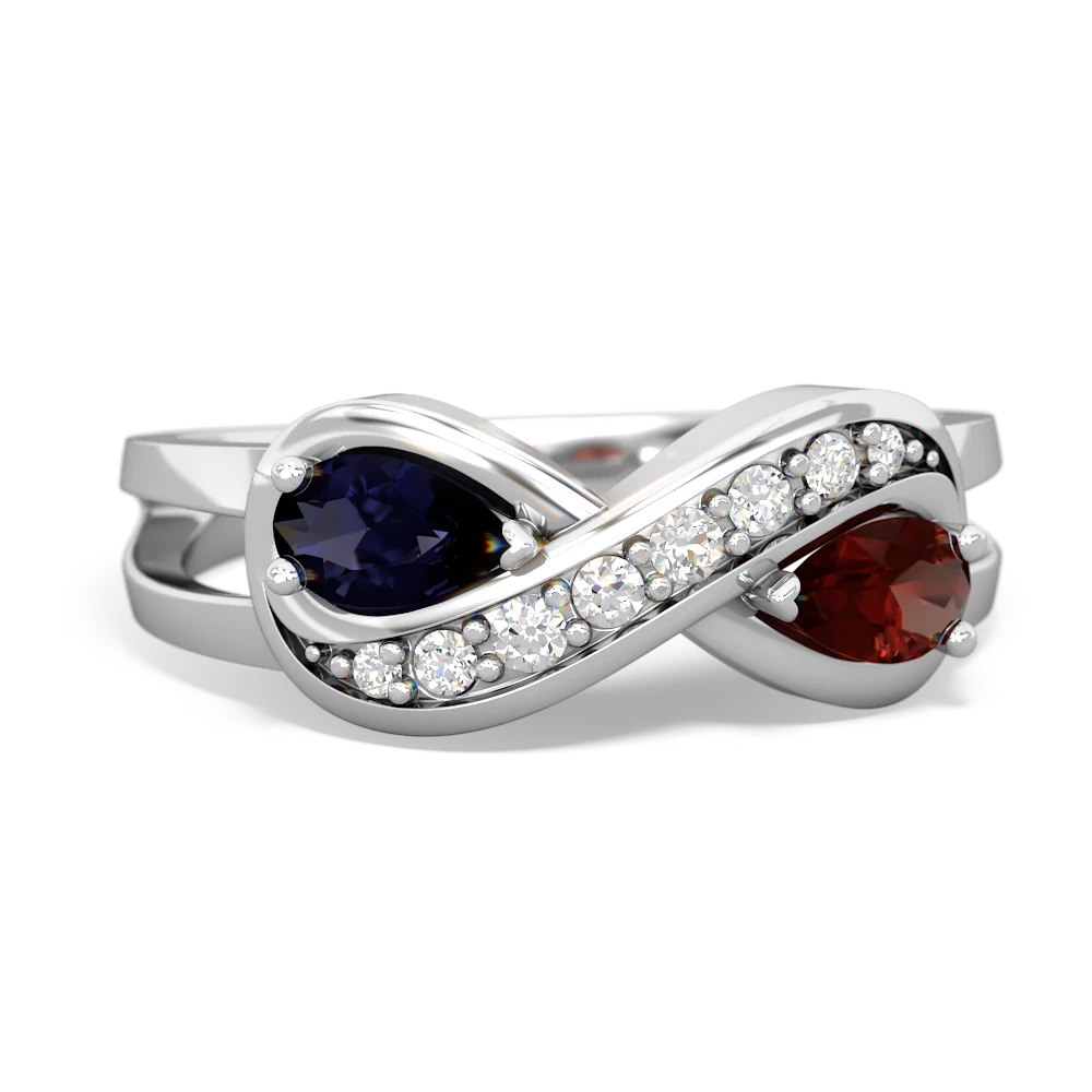 Sapphire Diamond Infinity 14K White Gold ring R5390