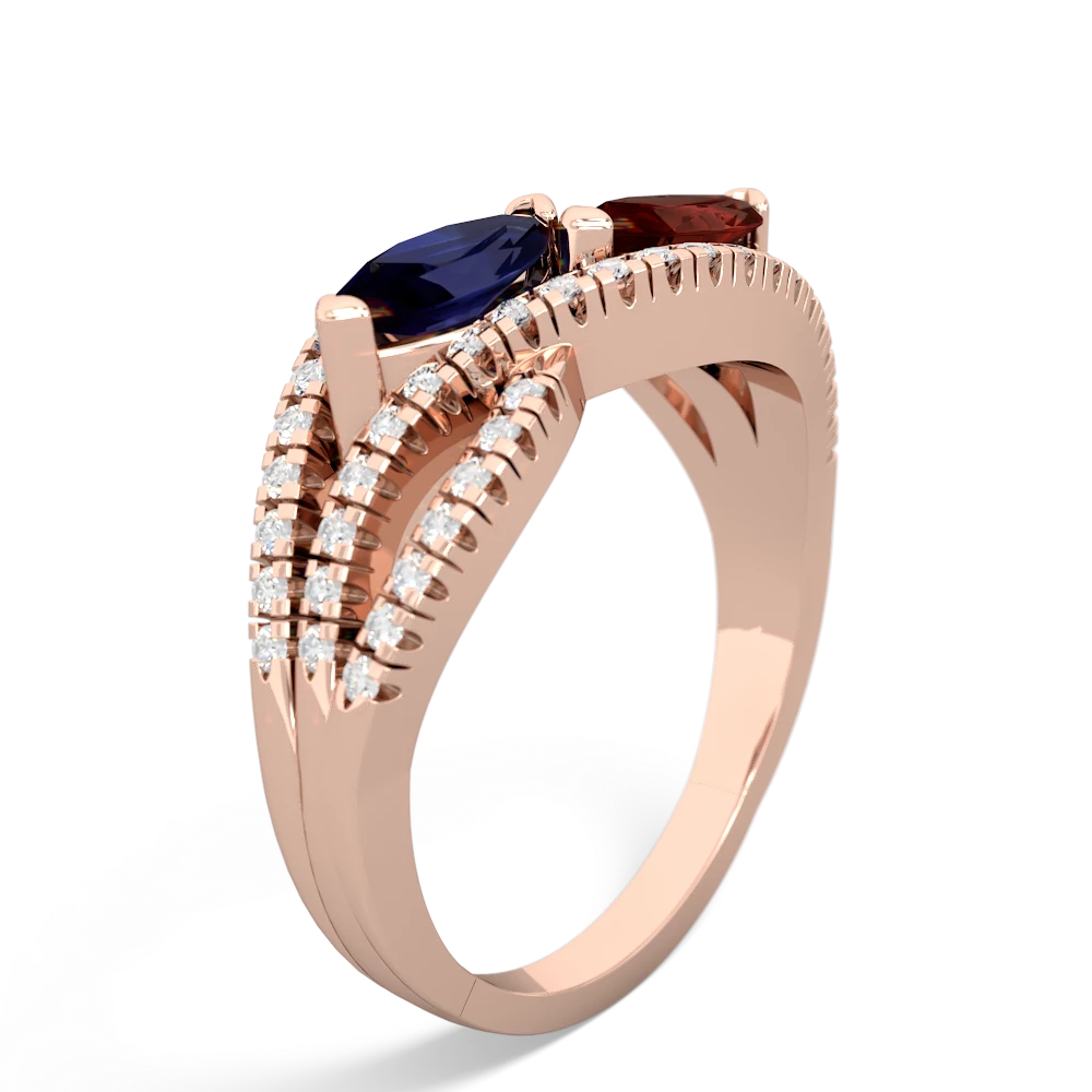 Sapphire Diamond Rivers 14K Rose Gold ring R3070