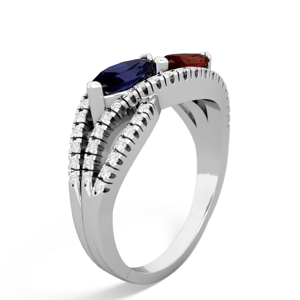 Sapphire Diamond Rivers 14K White Gold ring R3070