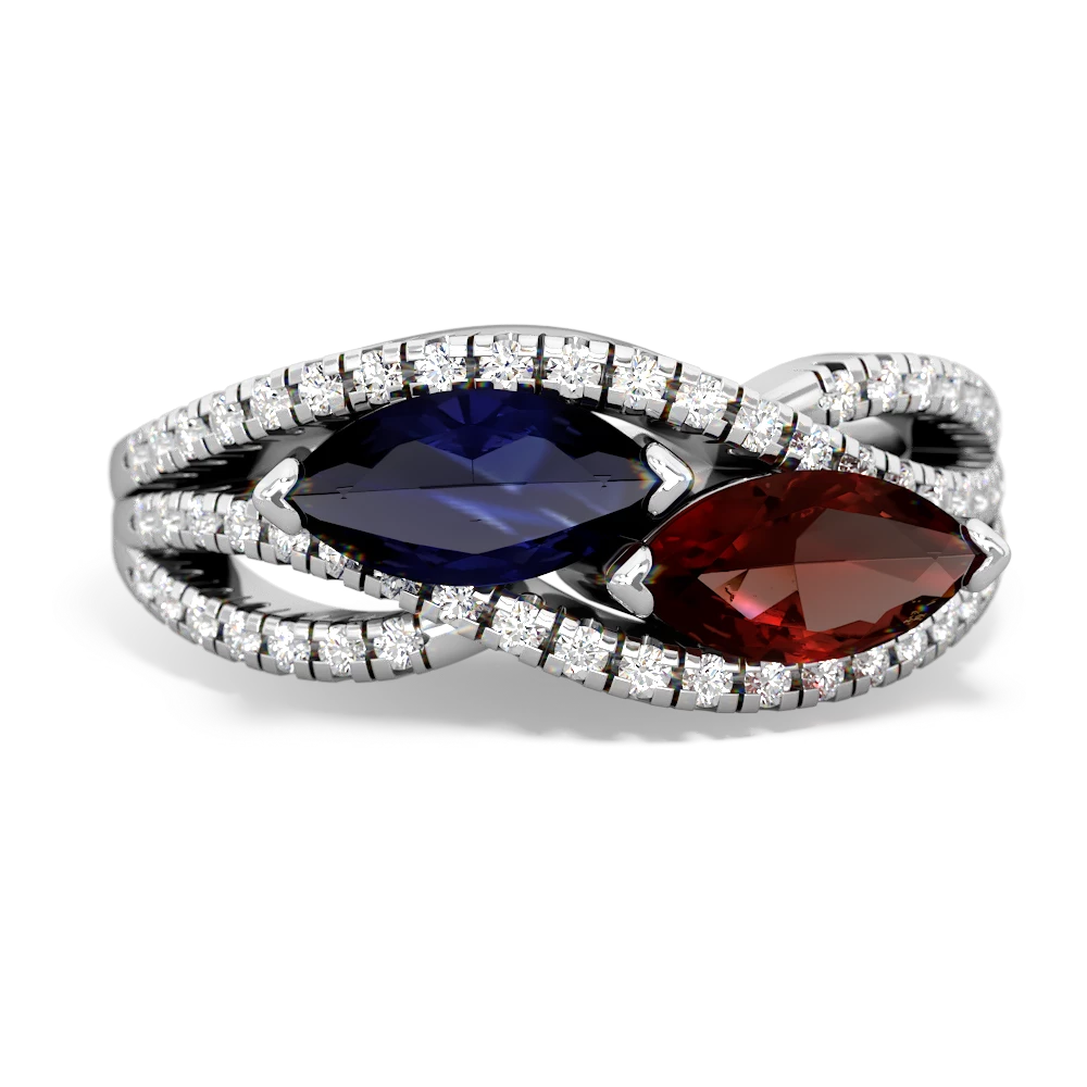 Sapphire Diamond Rivers 14K White Gold ring R3070