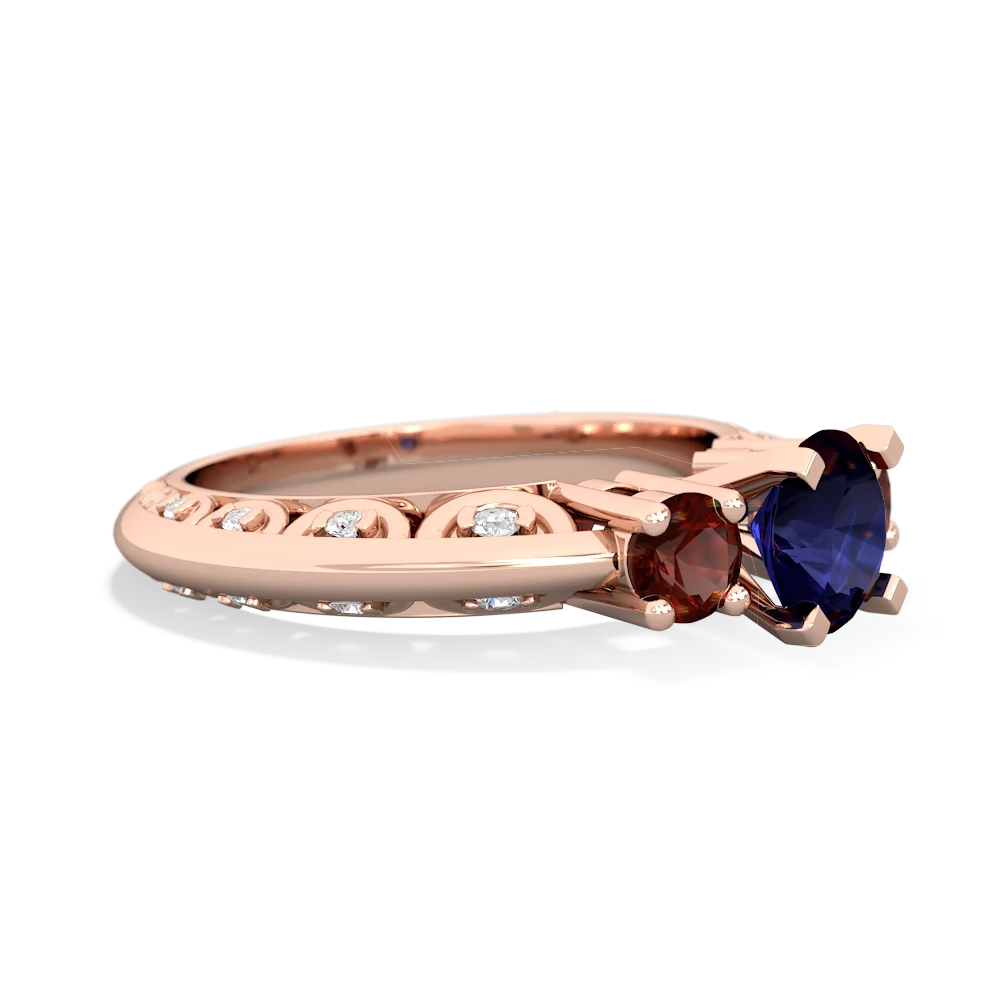 Sapphire Art Deco Eternal Embrace Engagement 14K Rose Gold ring C2003