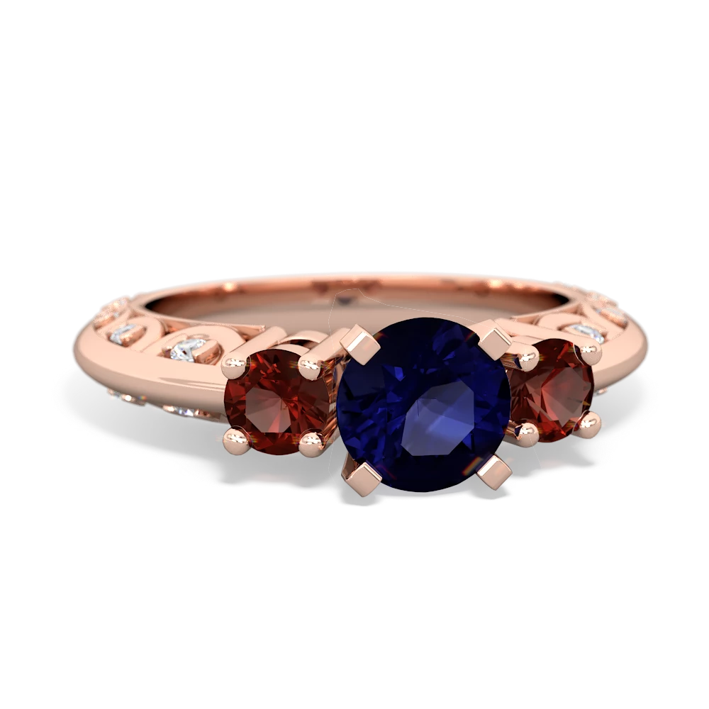 Sapphire Art Deco Eternal Embrace Engagement 14K Rose Gold ring C2003