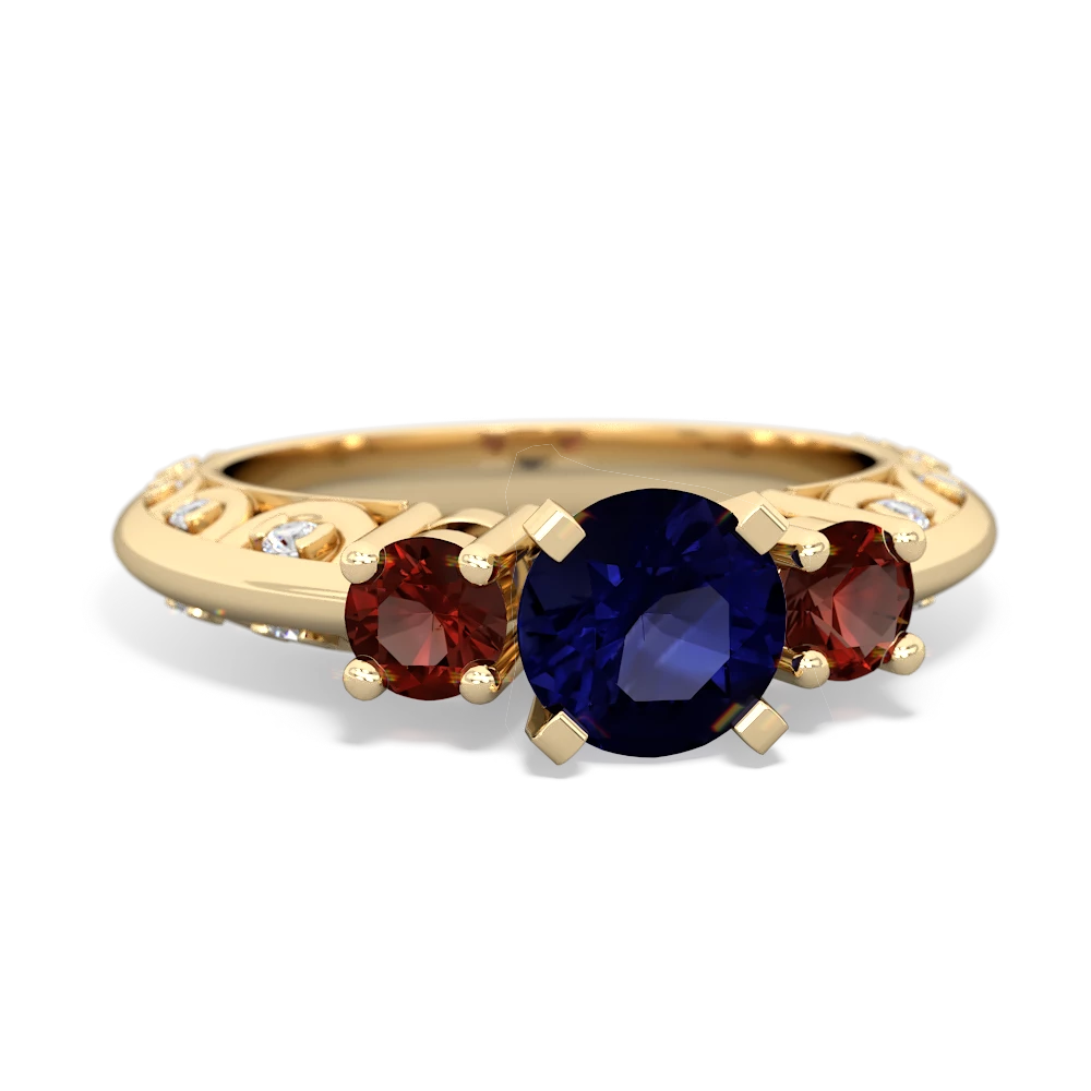 Sapphire Art Deco Eternal Embrace Engagement 14K Yellow Gold ring C2003