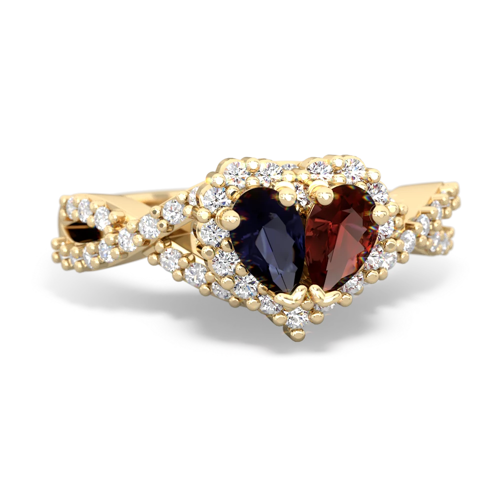 Sapphire Diamond Twist 'One Heart' 14K Yellow Gold ring R2640HRT