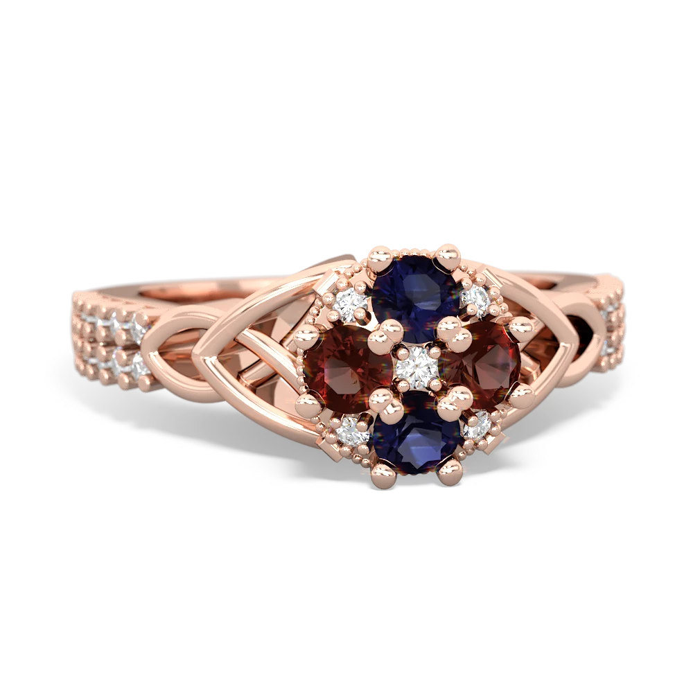 Sapphire Celtic Knot Cluster Engagement 14K Rose Gold ring R26443RD