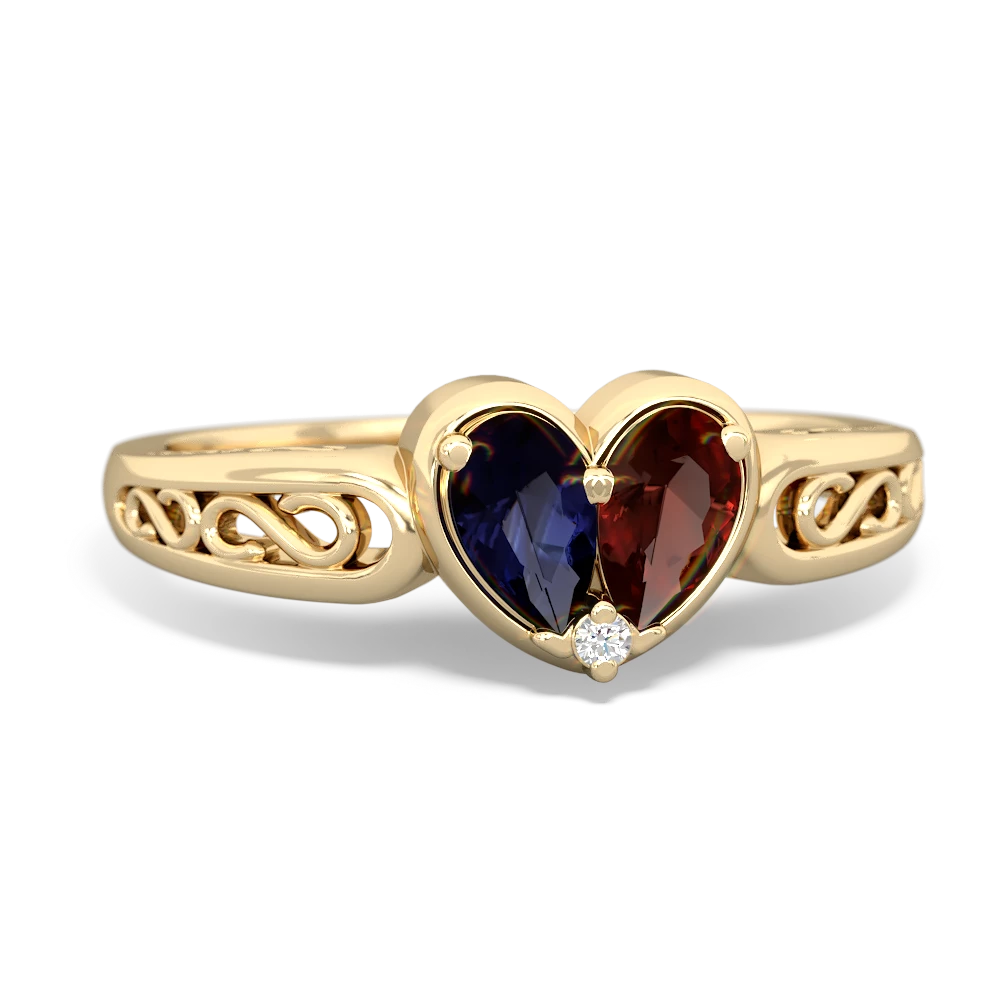 Sapphire Filligree 'One Heart' 14K Yellow Gold ring R5070