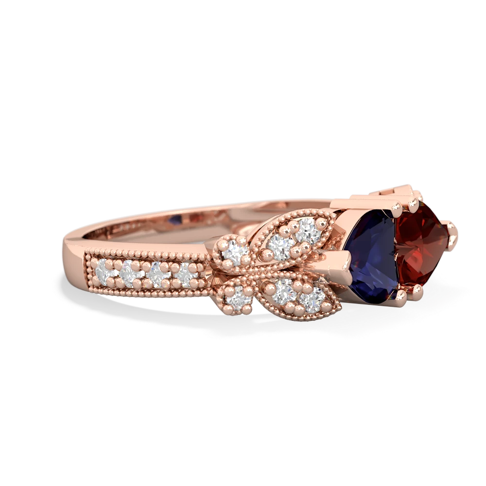 Sapphire Diamond Butterflies 14K Rose Gold ring R5601