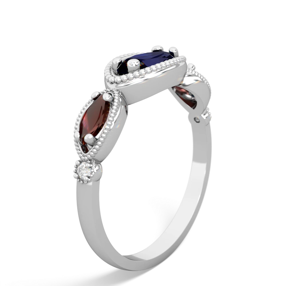 Sapphire Milgrain Marquise 14K White Gold ring R5700
