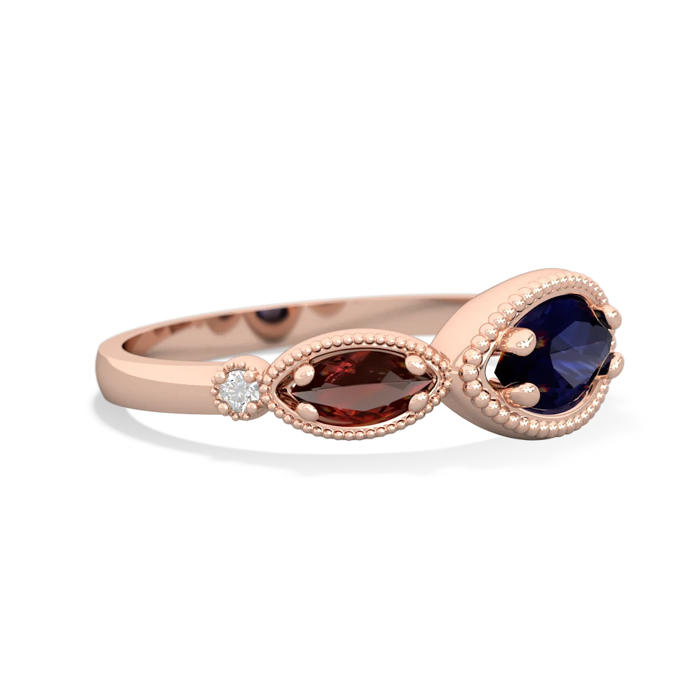 Sapphire Milgrain Marquise 14K Rose Gold ring R5700