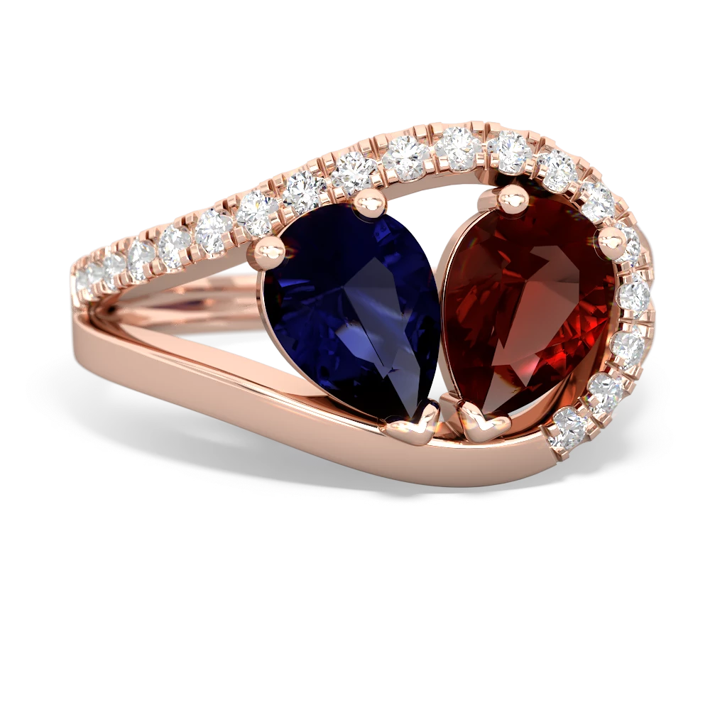 Sapphire Nestled Heart Keepsake 14K Rose Gold ring R5650