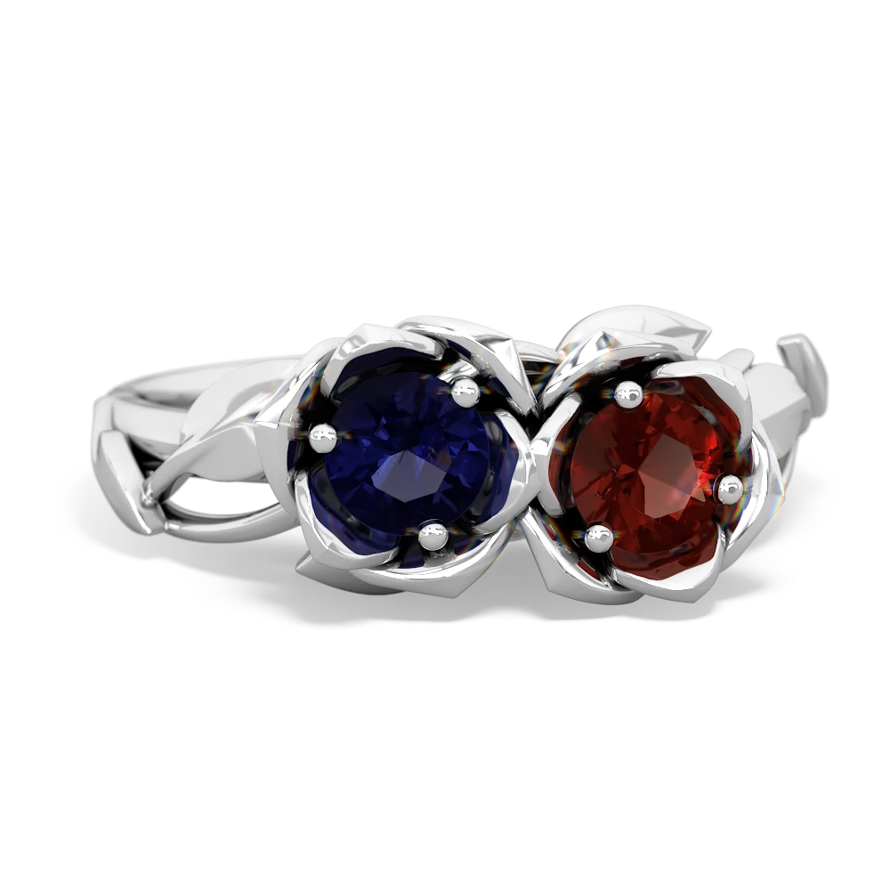 Sapphire Rose Garden 14K White Gold ring R5510