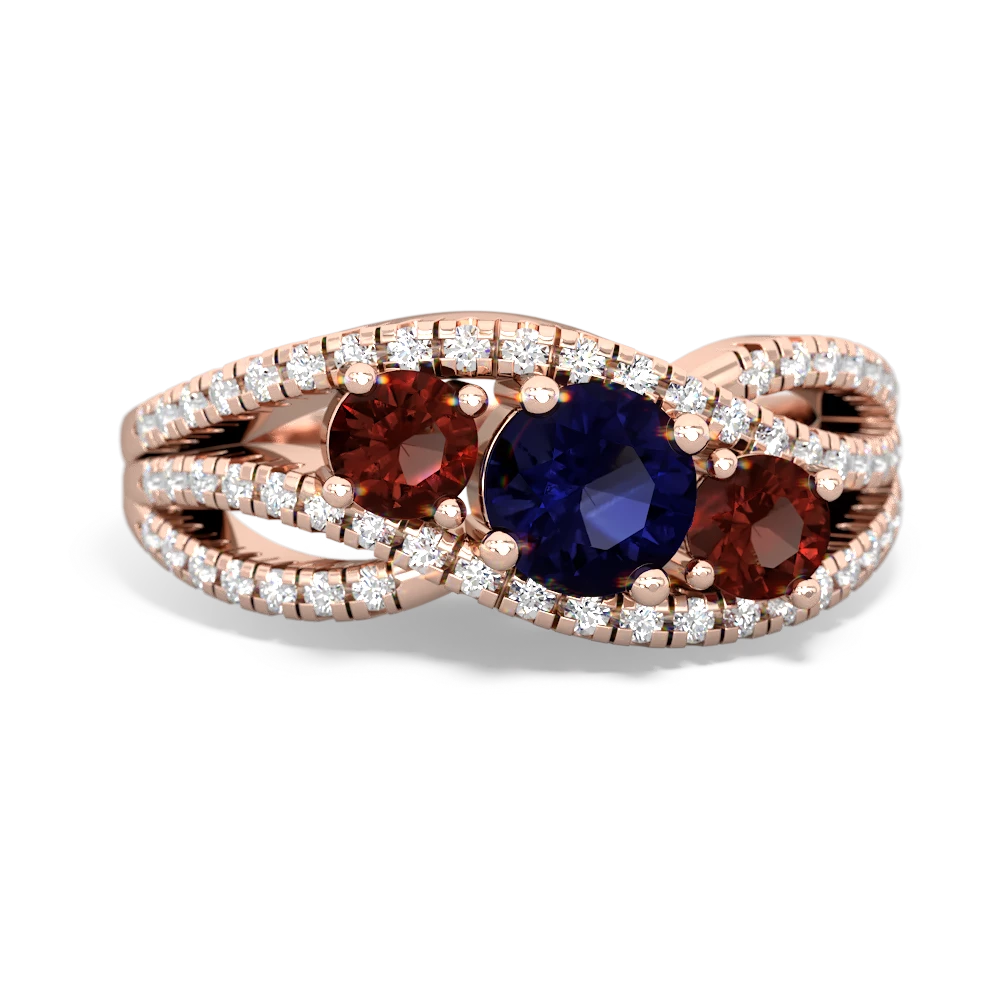 Sapphire Three Stone Aurora 14K Rose Gold ring R3080