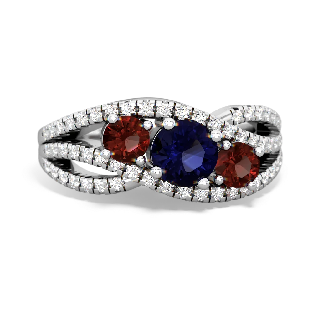 Sapphire Three Stone Aurora 14K White Gold ring R3080