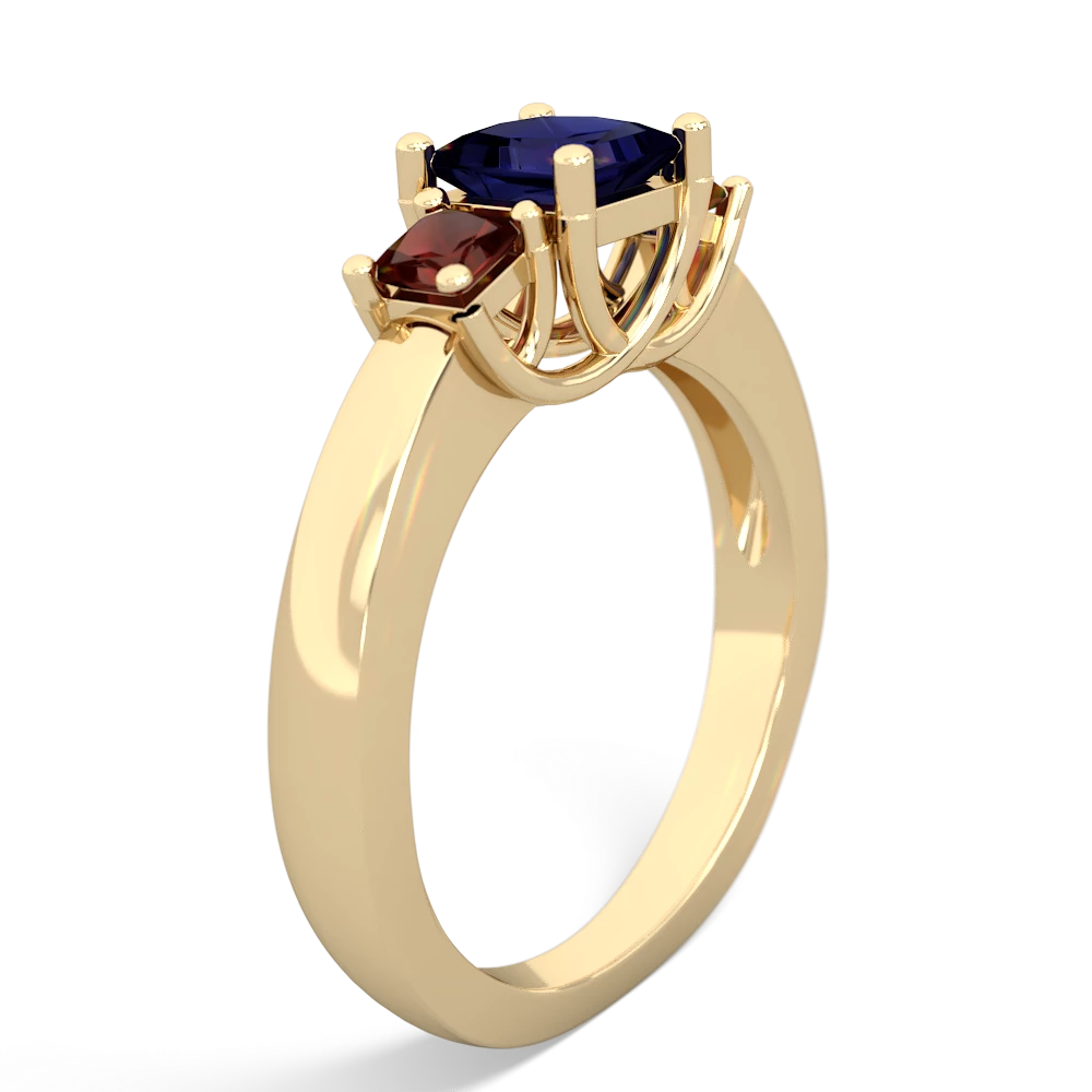 Sapphire Three Stone Trellis 14K Yellow Gold ring R4015