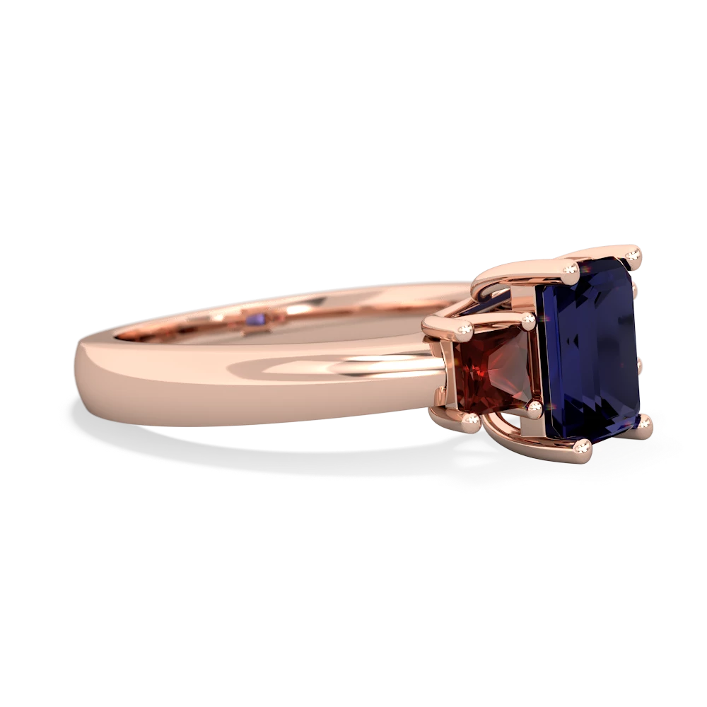 Sapphire Three Stone Emerald-Cut Trellis 14K Rose Gold ring R4021