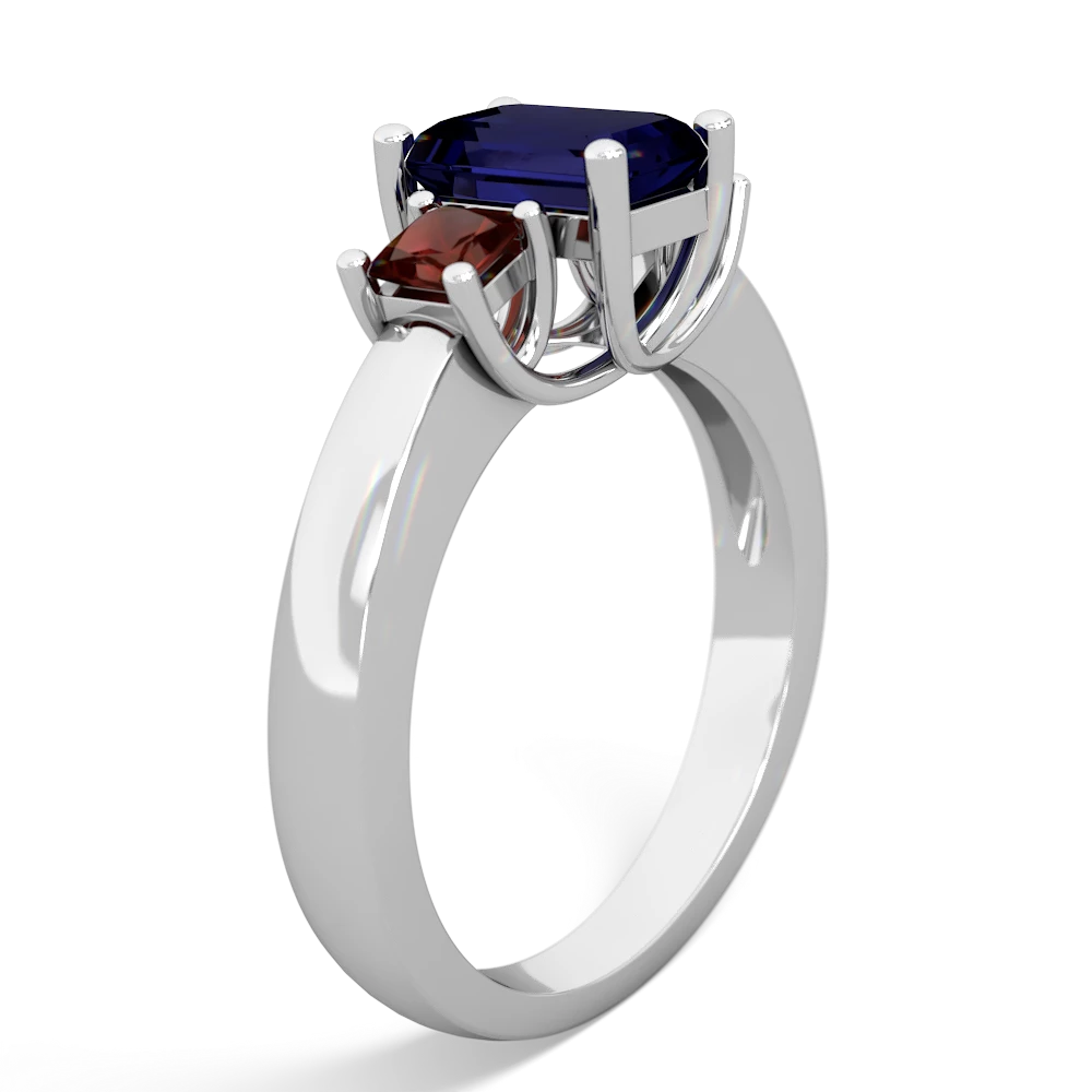 Sapphire Three Stone Emerald-Cut Trellis 14K White Gold ring R4021